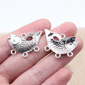 29x21mm 2.3g Antique Silver Zinc Alloy Koi Fish Connector Charm for DIY Earring Jewelry Making
