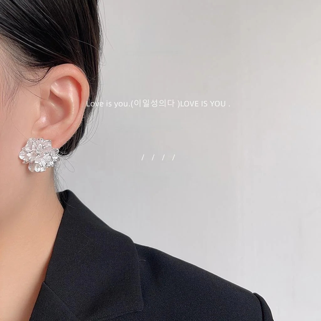 High Quality Resin 3D Flower Stud Earrings With Silver Plated Pins Forest Style Jewelry