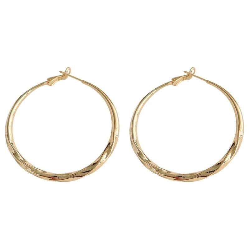 14K Plated Copper Round Geometric Drop Earrings, Statement Luxury Style