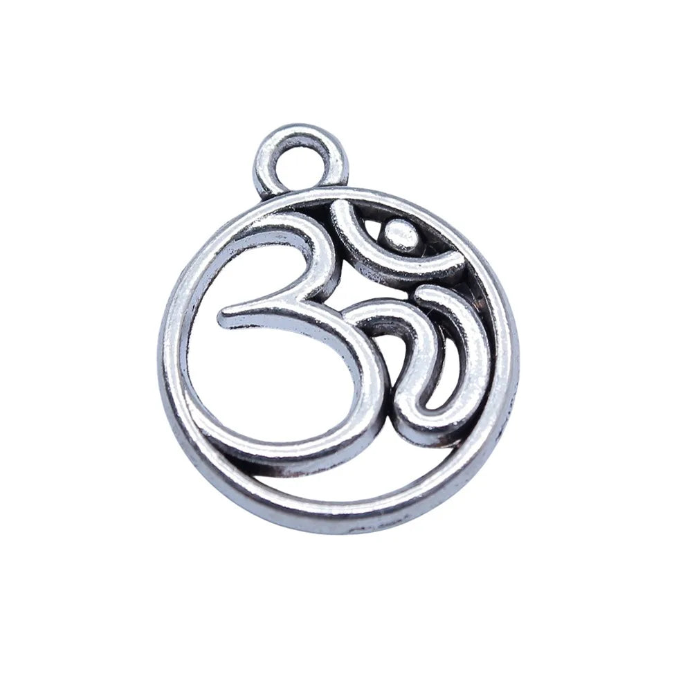 15x18mm 1.2g Antique Silver Tone Zinc Alloy OM Charm Pendant for DIY Necklace Bracelet Making