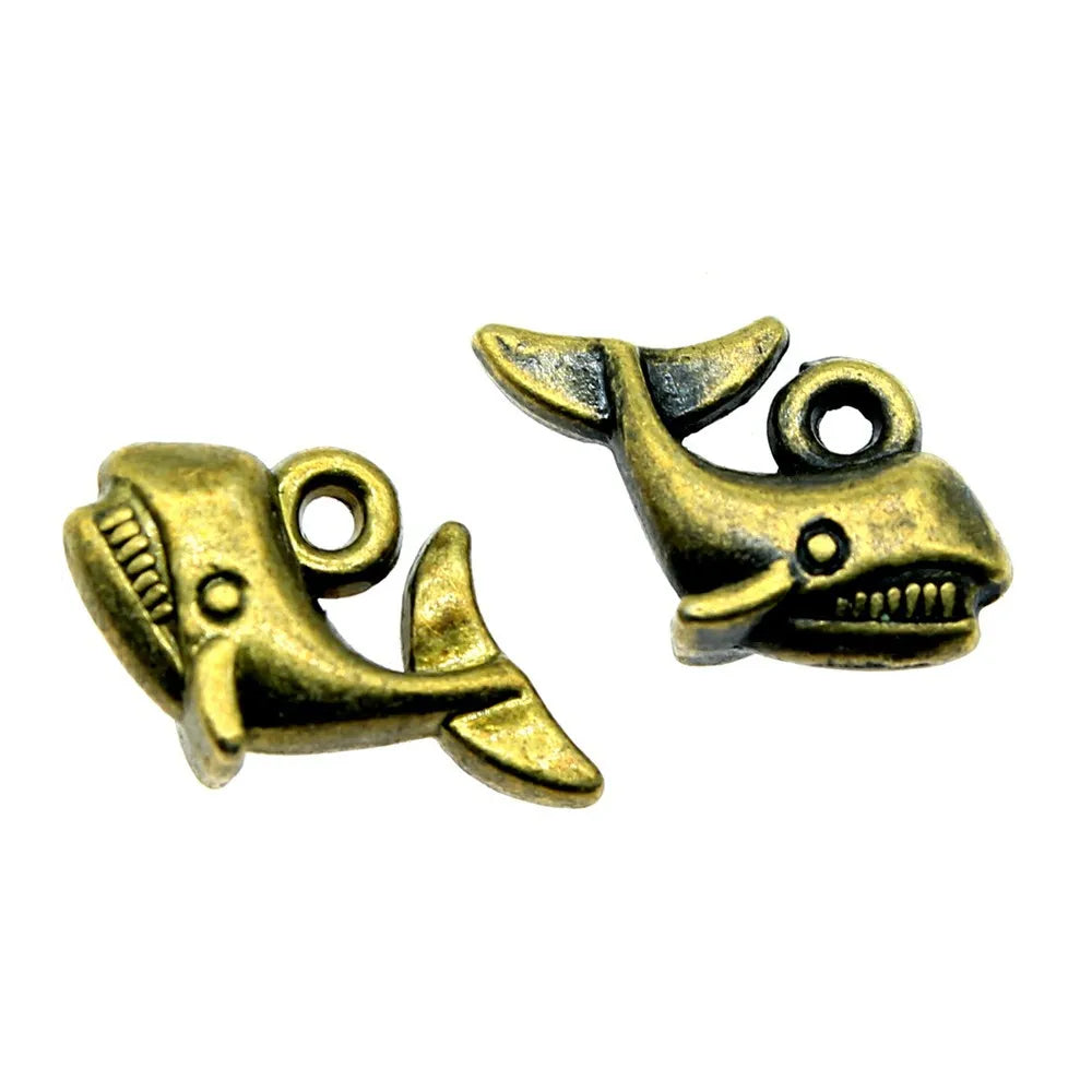 15x10mm 1.2g Multicolor Zinc Alloy Shark Charm Pendant for DIY Ocean Theme Jewelry Making