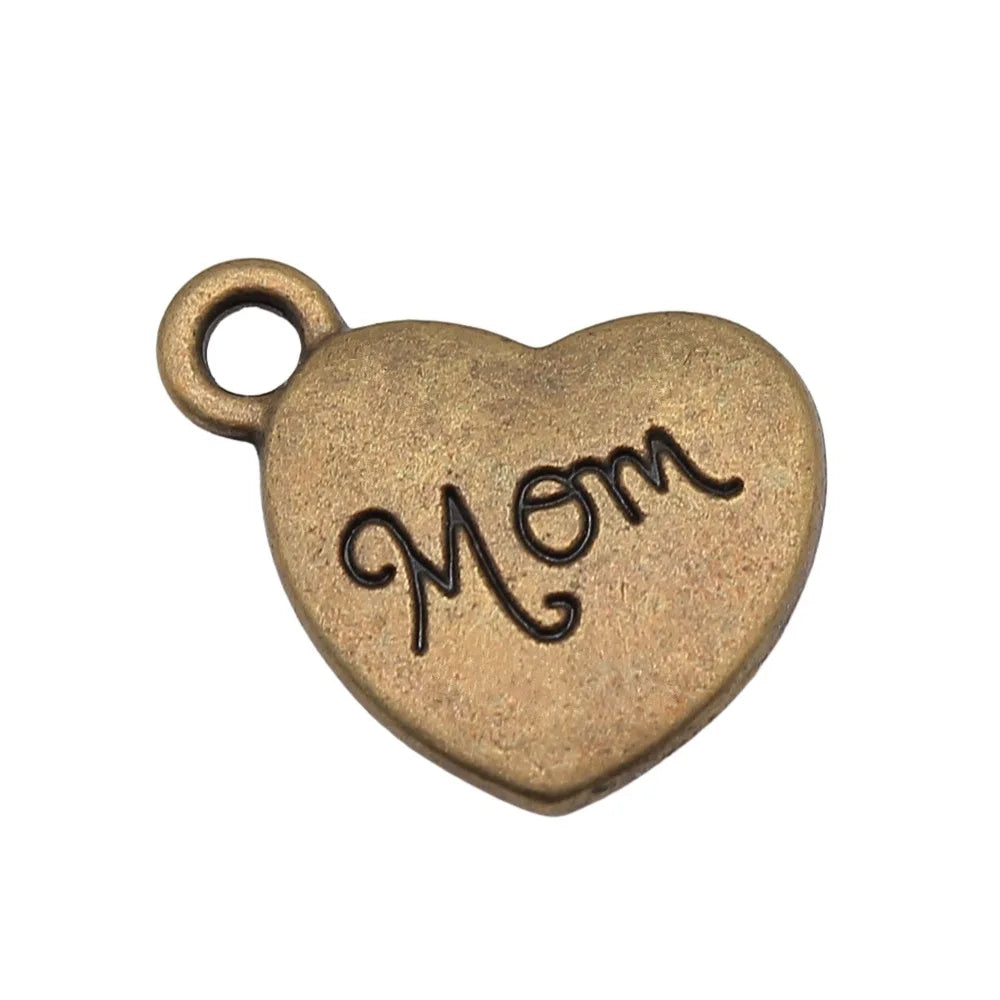 15x18mm 2.8g Multicolor zinc alloy MOM Heart charm pendant for DIY necklace bracelet making