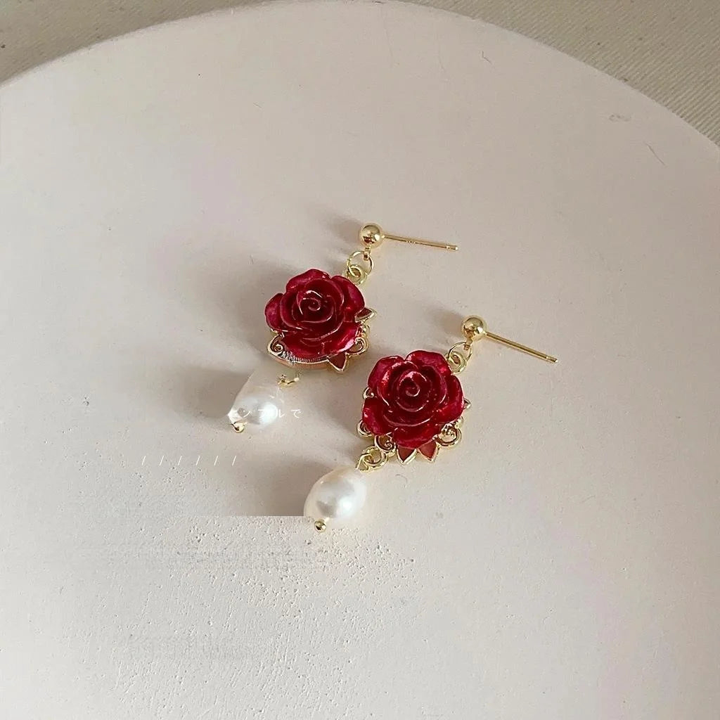 Handmade Forest Style Green Resin Bamboo Leaf Flower Geometric Drop Earrings For Women