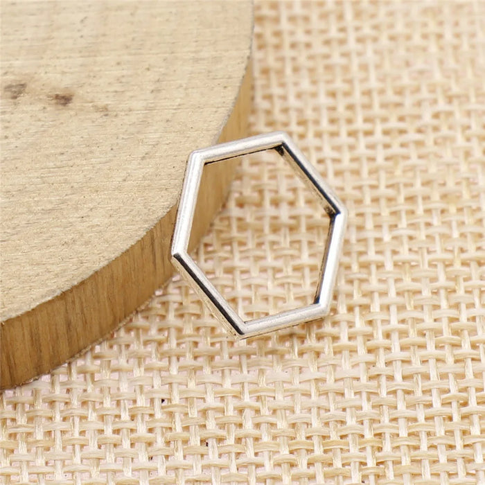 15x15mm 0.5g Antique Silver Zinc Alloy Hexagon Honeycomb Charm Pendant for Necklace Bracelet Making