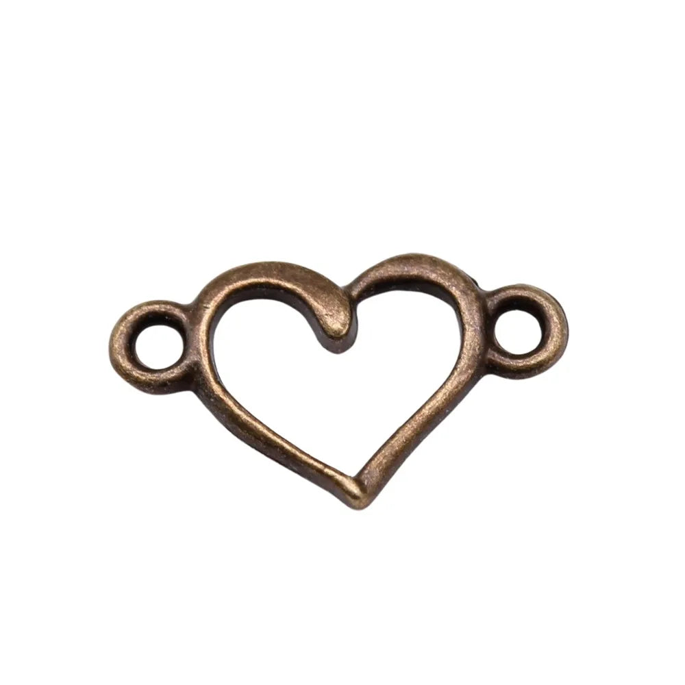 15x9mm 0.25g Multicolor Zinc Alloy Hollow Heart Connector Charm for DIY Bracelet Jewelry Making