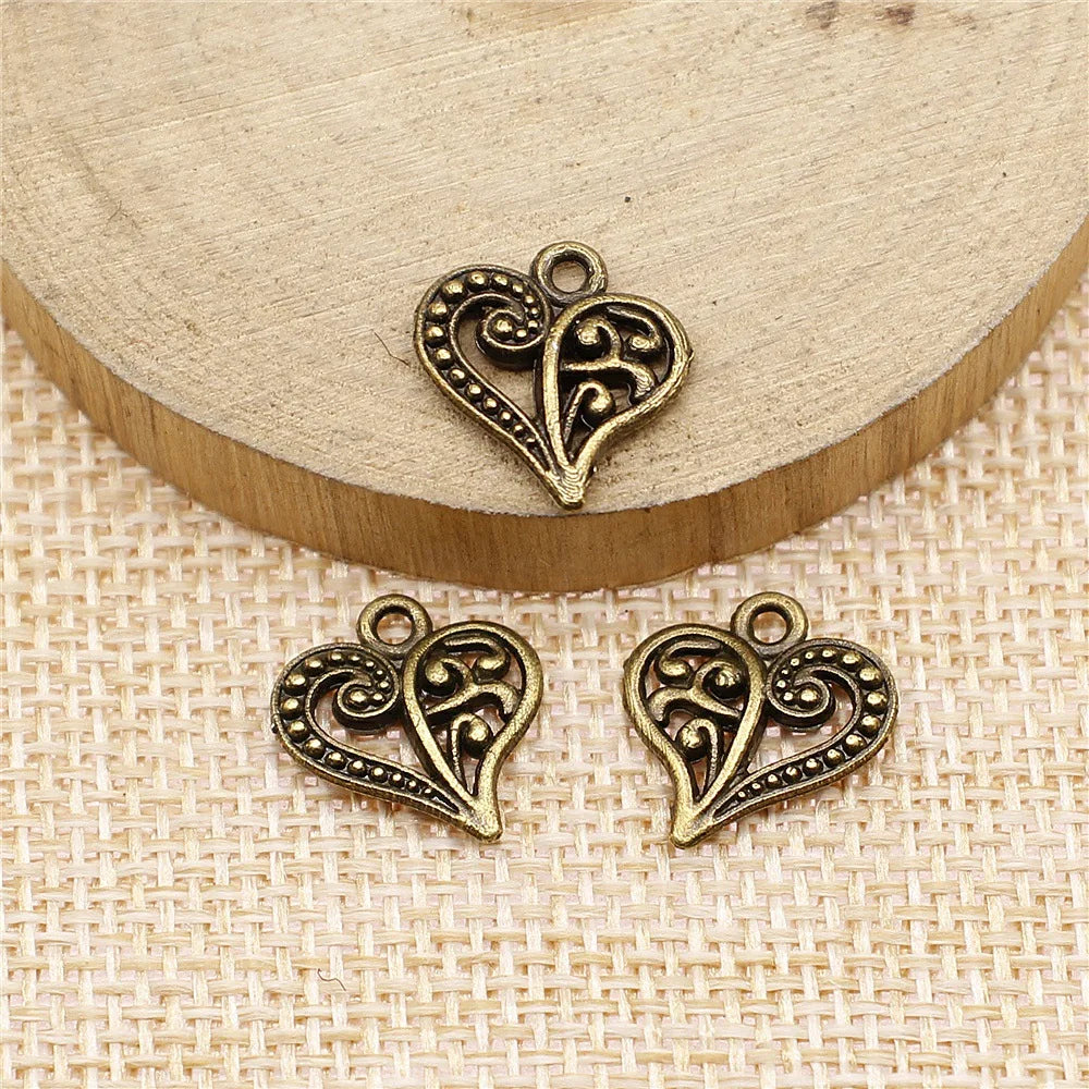 15x14mm 0.9g Multicolor Zinc Alloy Small Heart Charm Pendant for Bracelet Necklace Making