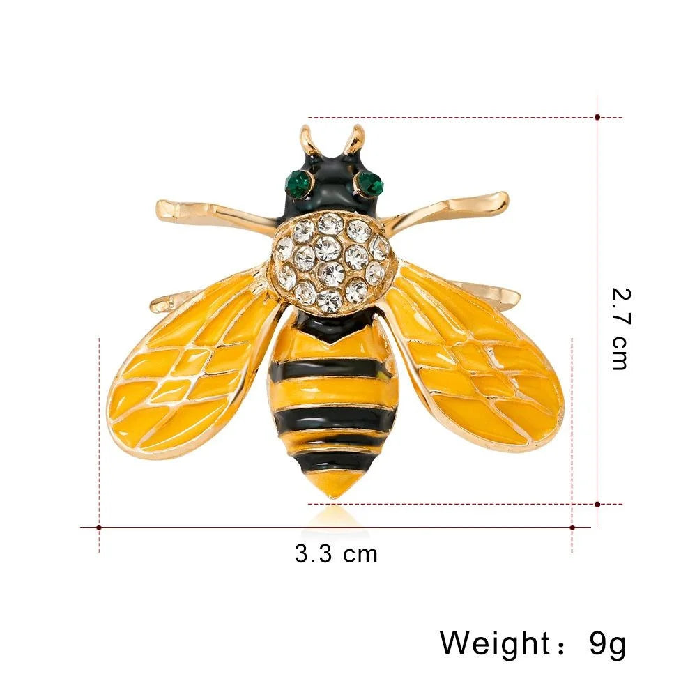 Luxury Enamel Rhinestone Bee Brooch, Gold Tone Animal Lapel Pin Corsage For Women Suit Accessory