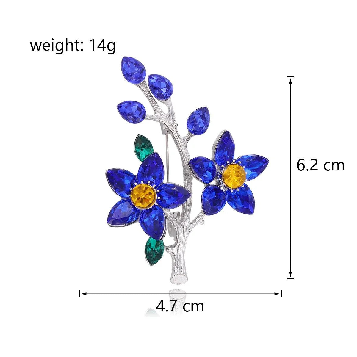 Elegant Red Crystal Flower Branch Brooch Gold Alloy Rhinestone Floral Lapel Pin Corsage Gift For Women