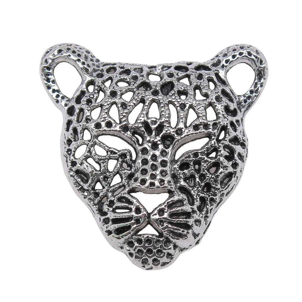 45x43mm 15.2g Multicolor Zinc Alloy Leopard Head Charm Pendant for DIY Necklace Jewelry Making