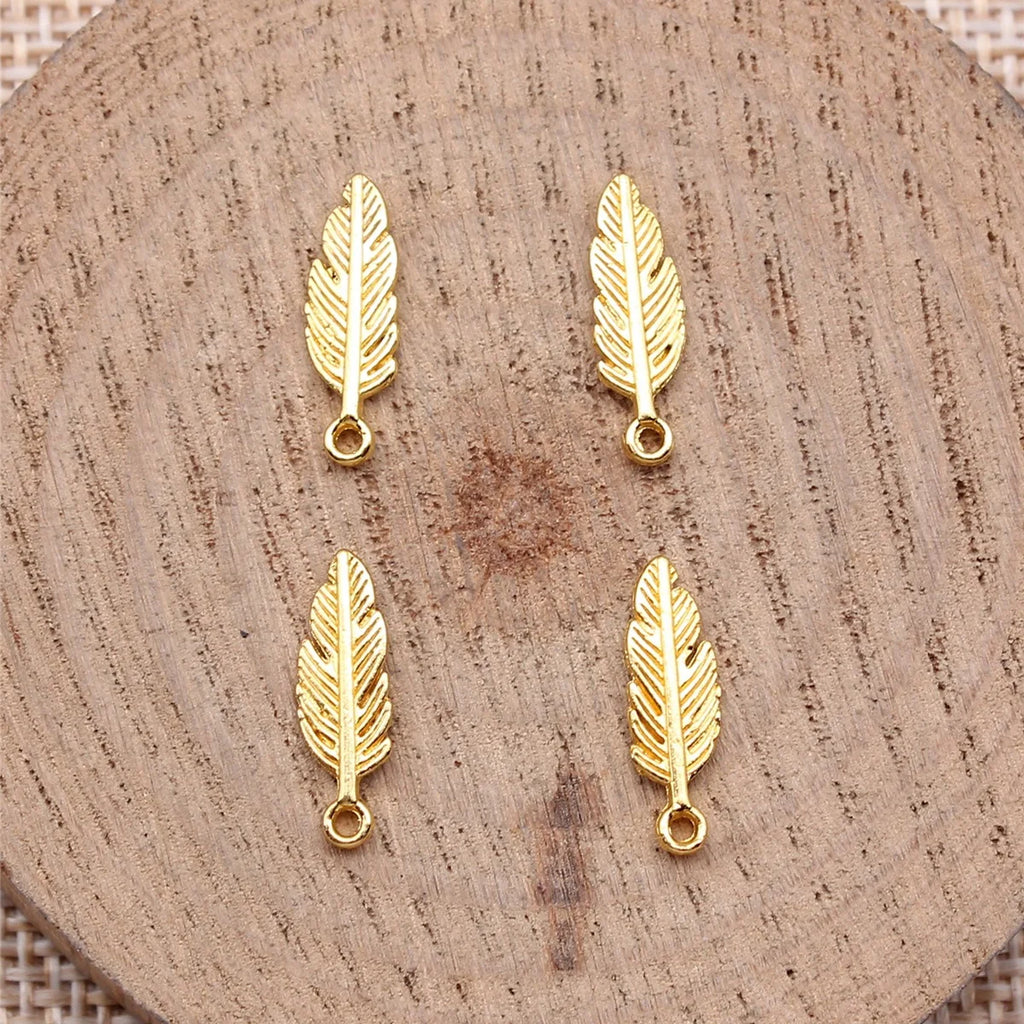 15x5mm 0.3g Multicolor Zinc Alloy Feather Charm Pendant for DIY Necklace Earring Jewelry Making