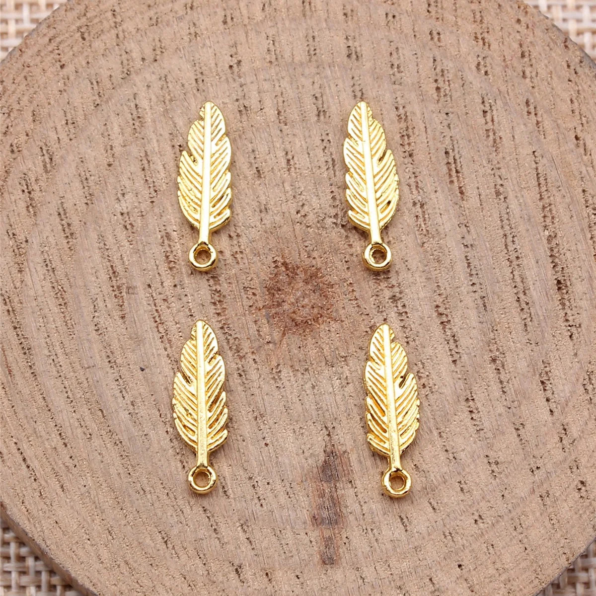 15x5mm 0.3g Multicolor Zinc Alloy Feather Charm Pendant for DIY Necklace Earring Jewelry Making