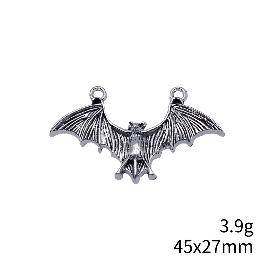 45x27mm 3.9g Antique Silver Zinc Alloy Bat Charm Pendant for Necklace Bracelet DIY Jewelry