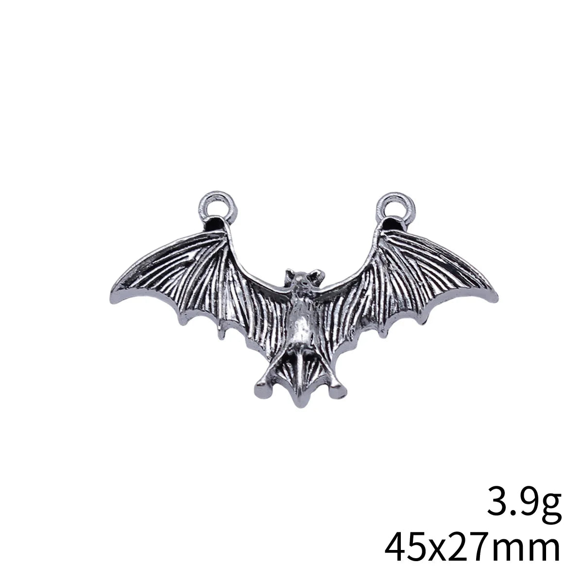 45x27mm 3.9g Antique Silver Zinc Alloy Bat Charm Pendant for Necklace Bracelet DIY Jewelry