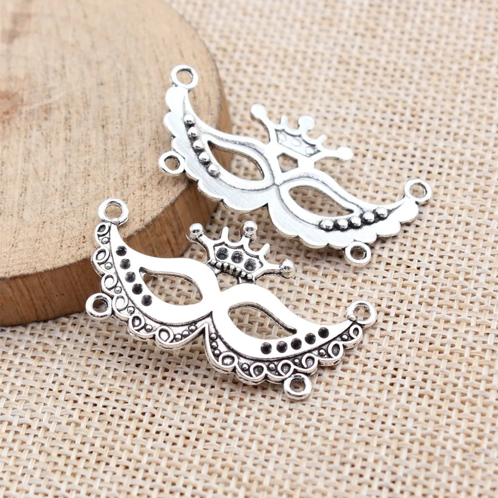 40x21mm 3.2g Multi Color Zinc Alloy Crown Mask Charm Pendant for DIY Necklace Jewelry Making