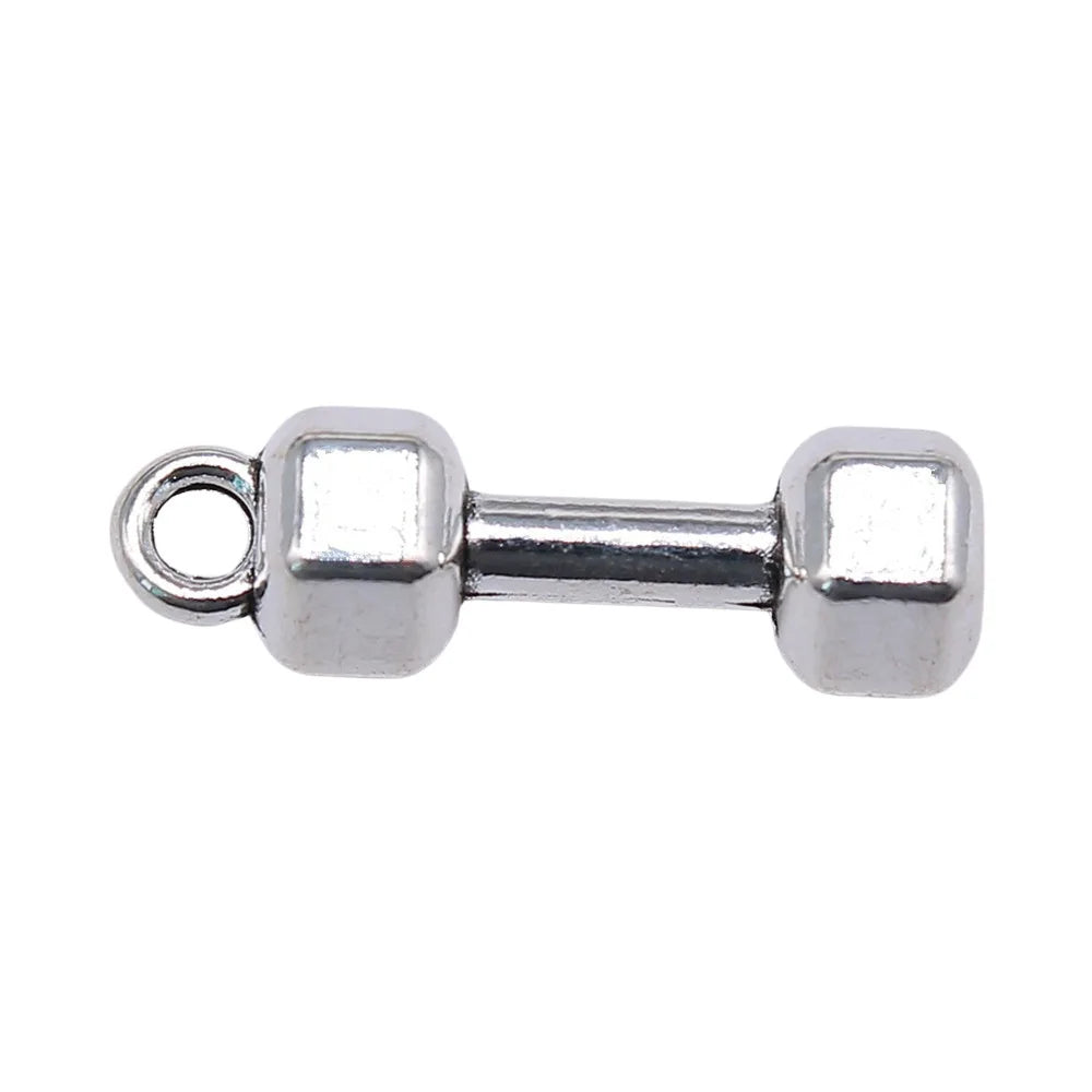 21x6x6mm 2.1g Multicolor Zinc Alloy Dumbbell Charm Pendant for DIY Fitness Necklace Bracelet Making
