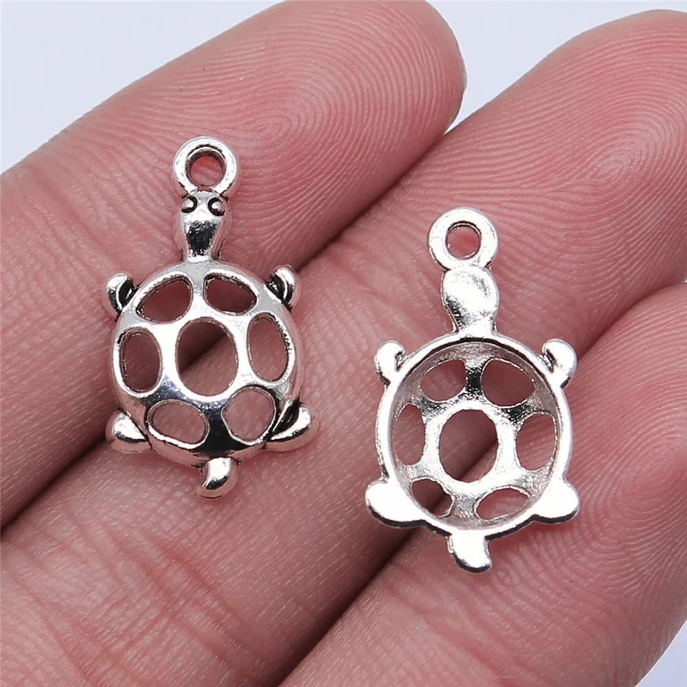 22x12mm 0.9g Multicolor Zinc Alloy Hollow Turtle Charm Pendant for DIY Necklace Bracelet Making
