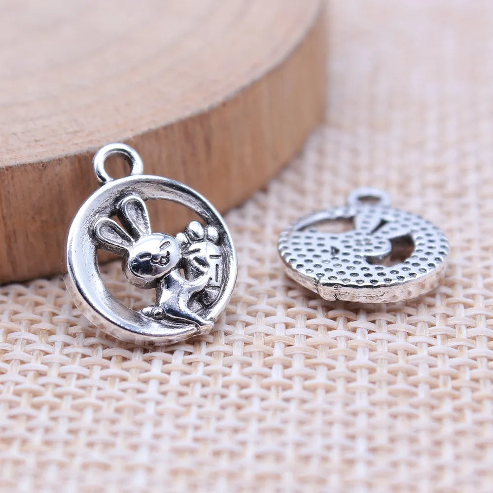 12x15mm 1g Antique Silver Zinc Alloy Rabbit Carrot Charm Pendant for DIY Jewelry Making