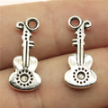 21x9mm 1.1g Antique Silver Zinc Alloy Guitar Charm Pendant for DIY Music Theme Jewelry Making