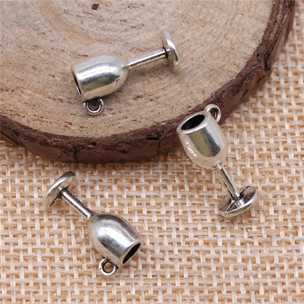 15x6x6mm 1.1g Antique Silver Zinc Alloy 3D Cup Charm Pendant for DIY Miniature Jewelry Making
