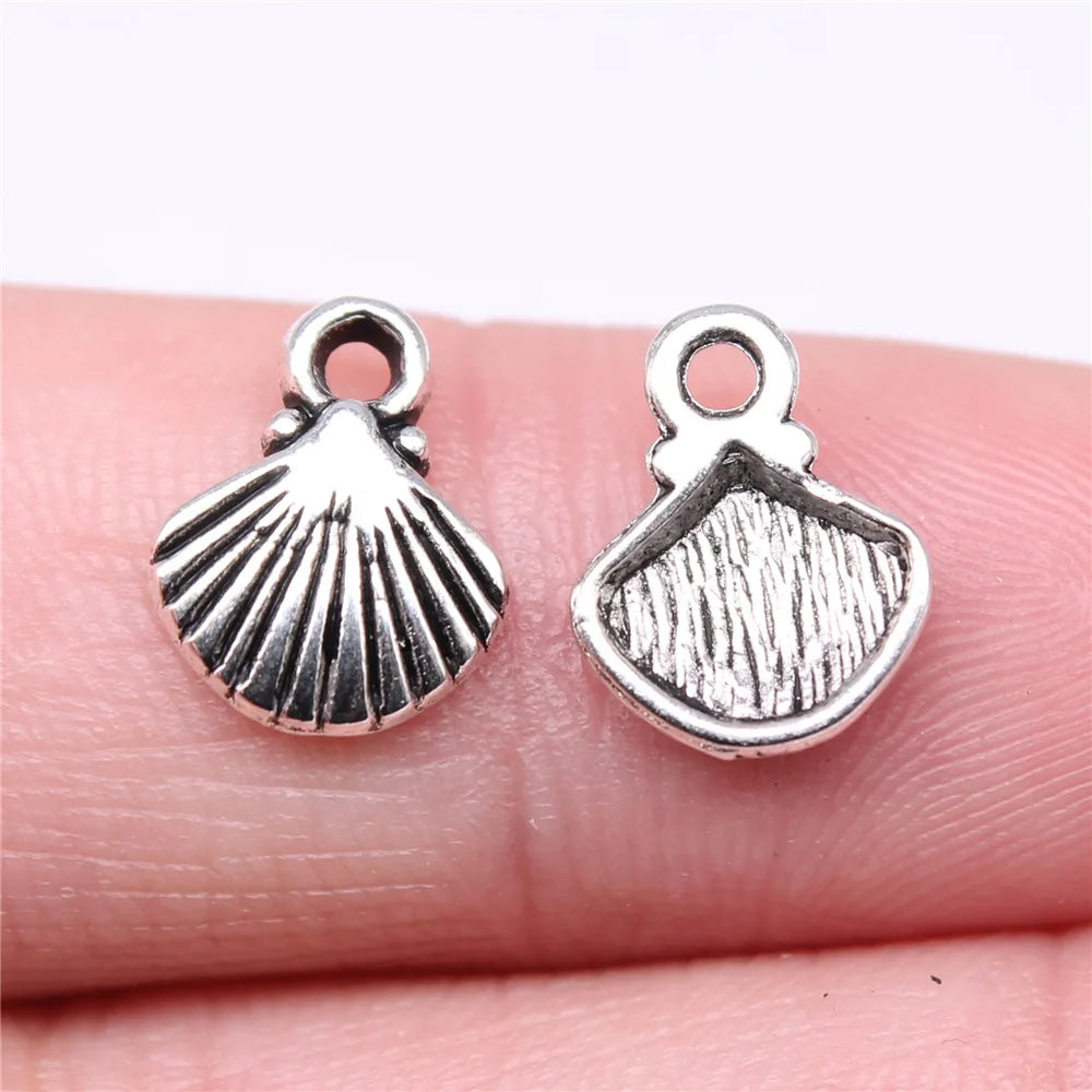 12x9mm 0.5g Antique Silver Zinc Alloy Shell Charm Pendant for DIY Ocean Theme Jewelry Making