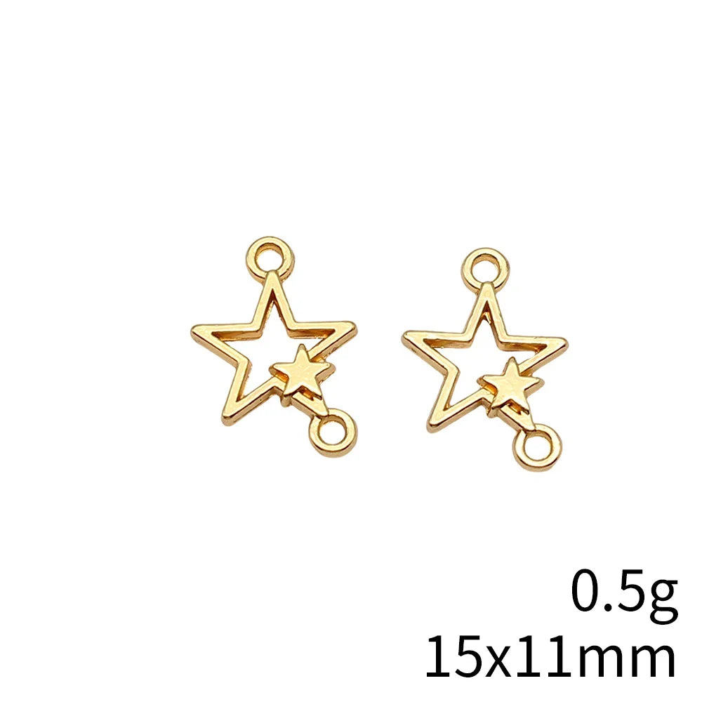 15x11mm 0.5g Multicolor Zinc Alloy Five Point Star Connector Charm for DIY Bracelet Earring Making