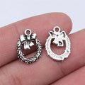 16x12mm 0.65g Antique Silver Zinc Alloy Christmas Bow Wreath Butterfly Charm Pendant for DIY Jewelry Making