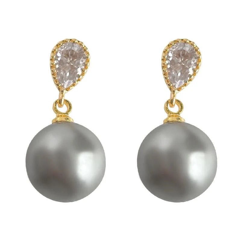 Light Luxury Glass Pearl Zircon Teardrop Drop Earrings For Women