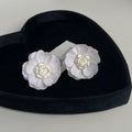 Fairy Style White Mesh Fabric Big Flower Drop Earrings Handmade Statement Floral Summer Jewelry