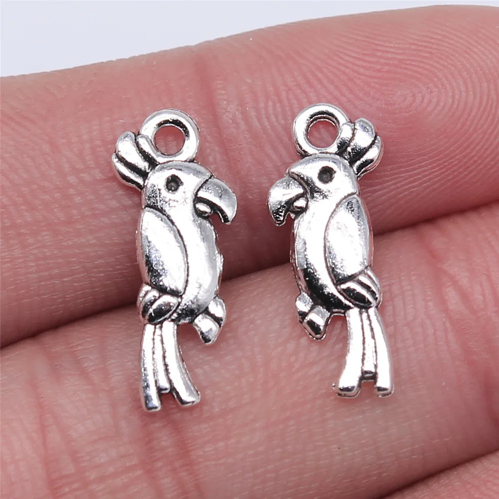 20mm 0.7g Multicolor Zinc Alloy Parrot Bird Charm Pendant for DIY Necklace Bracelet Jewelry Making
