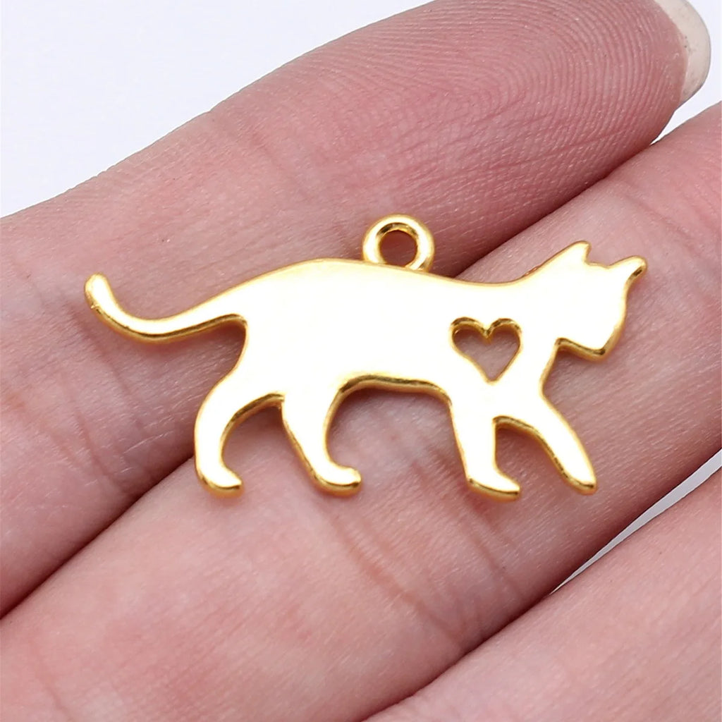 17x31mm 1.9g Multicolor Zinc Alloy Heart Cat Charm Pendant for DIY Necklace Bracelet Jewelry Making