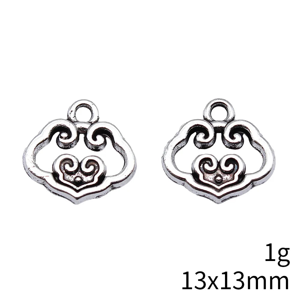 13x13mm 1g Multicolor Zinc Alloy Cloud Lock Charm Pendant for DIY Chinese Style Jewelry Making