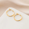 Elegant Gold Alloy Twisted Wave Hoop Stud & Clip On No Piercing Minimalist Commuter Circle Earrings