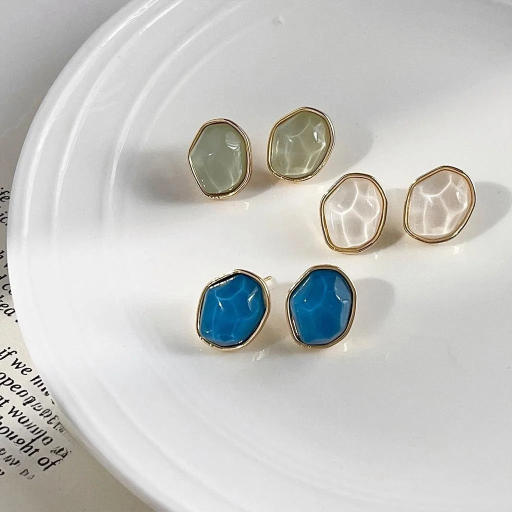 Minimalist 14K Plated Alloy Irregular Geometric Asymmetric Stud Earrings