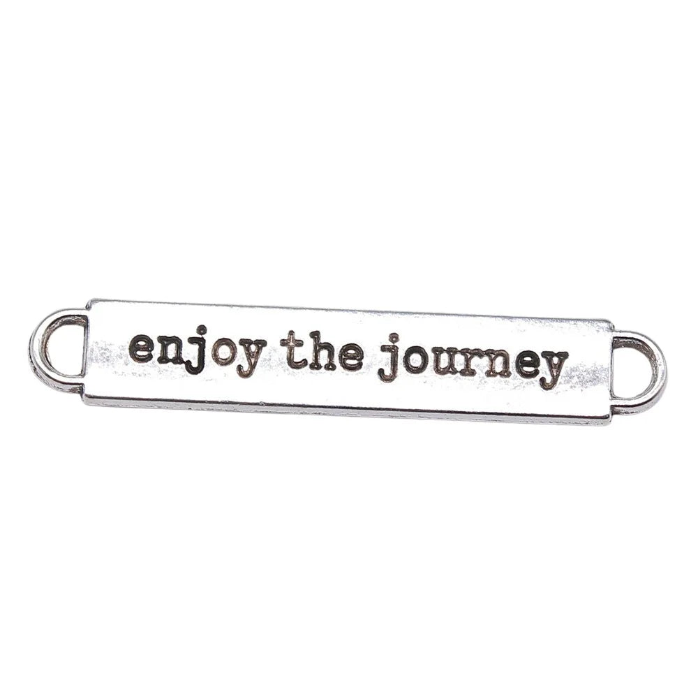 49x8mm 2.8g Multicolor Zinc Alloy Enjoy The Journey Bar Connector Charm for Bracelet Jewelry Making