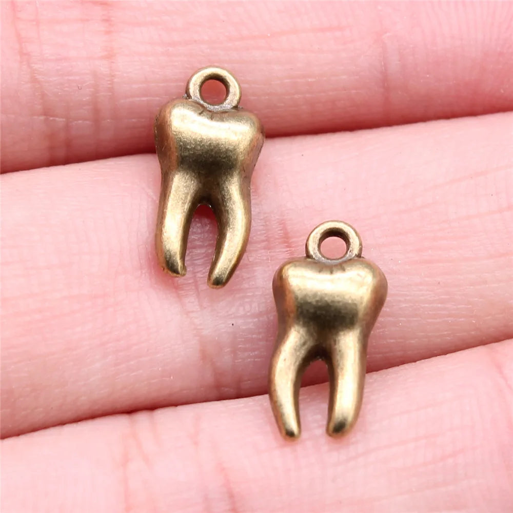 16x8mm 1.31g Multicolor Zinc Alloy Angel Tooth Charm Pendant for Dental Theme DIY Jewelry Making