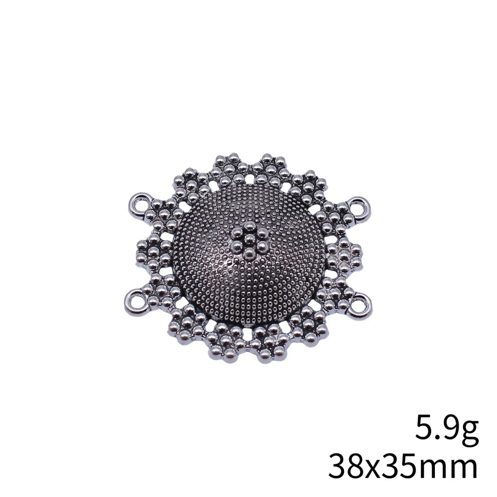 38x35mm 5.9g Antique Silver Tone Zinc Alloy 4-Hole Connector Charm for Body Chain Waist Chain DIY