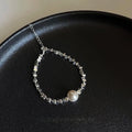 Light Luxury Irregular Geometric Synthetic Black Stone Glass Pearl Collarbone Necklace