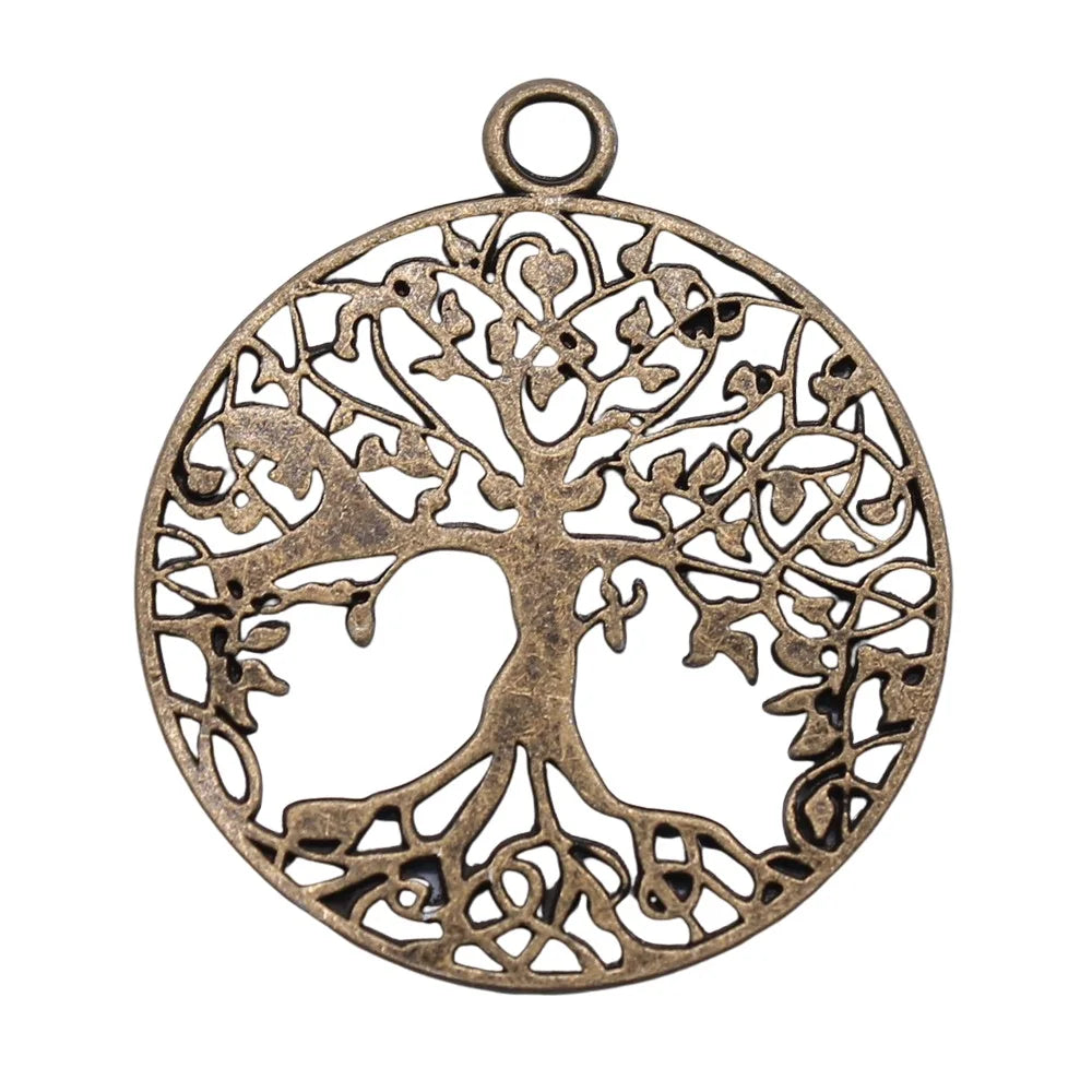 40x35mm 4.6g Multicolor Zinc Alloy Tree of Life Charm Pendant for Necklace Bracelet Making