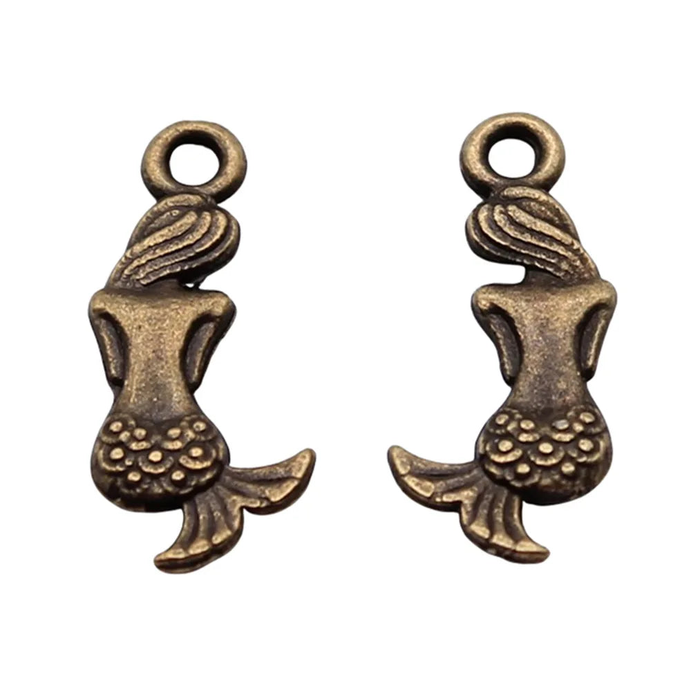20x7mm 0.7g Multicolor Zinc Alloy Mermaid Charm Pendant for DIY Ocean Theme Jewelry Making