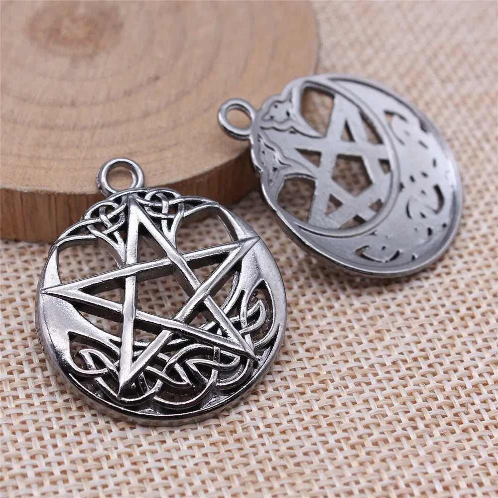 30x35mm 5.7g Zinc Alloy Witchcraft Five Point Star Charm Pendant for Gothic Necklace Bracelet DIY