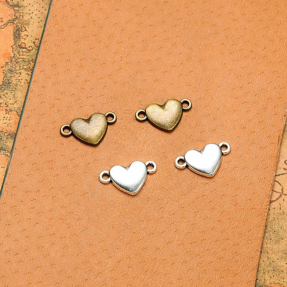 17x10MM Antique Silver Zinc Alloy Heart Charm Pendant for DIY Necklace Bracelet Jewelry Making