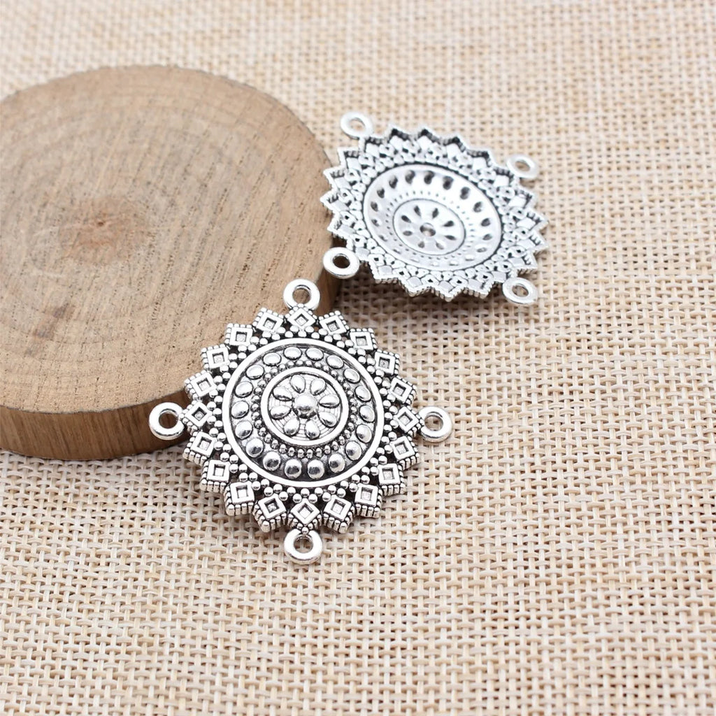 32x32mm 4.6g Multicolor Zinc Alloy 4 Hole Connector Charm for Body Chain Waist Chain Headpiece DIY