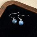 Natural Stone Round Geometric Drop Earrings New Chinese Minimalist Sweet Forest Style