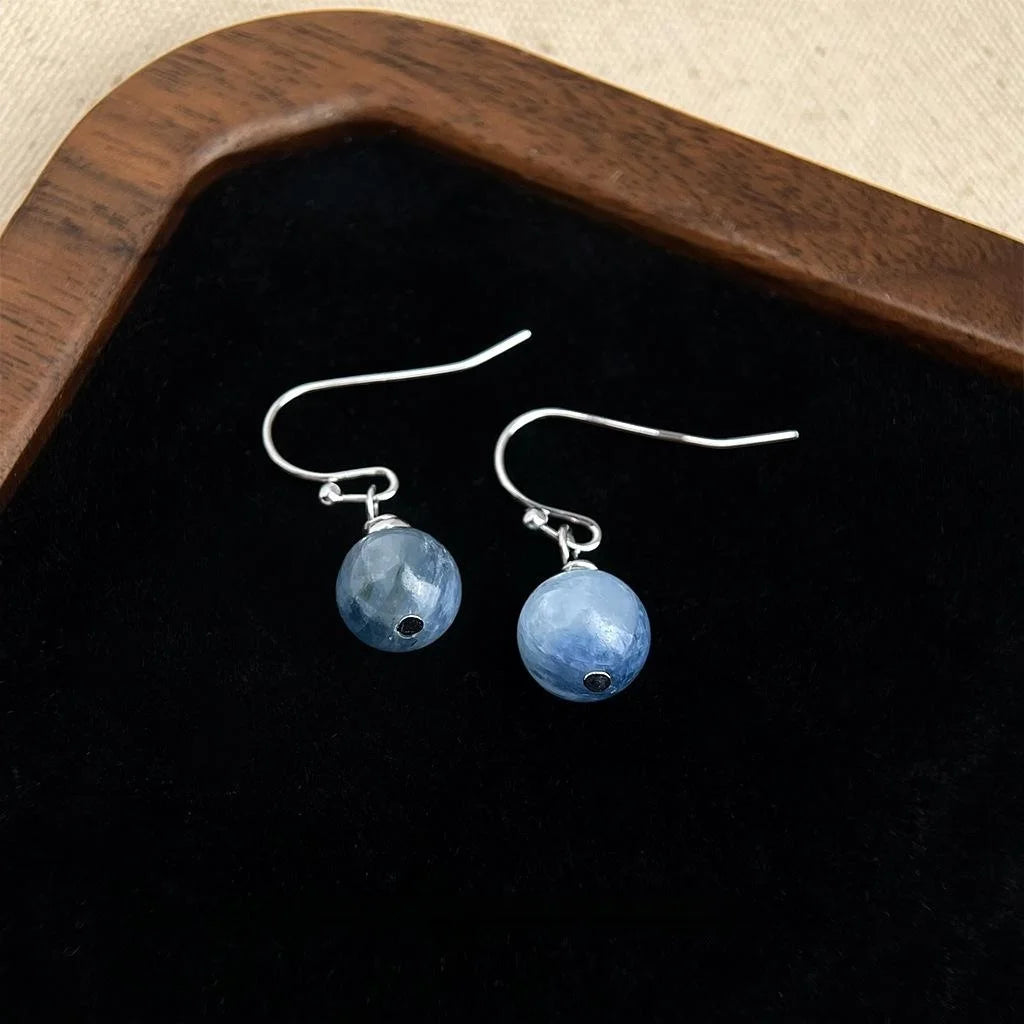Natural Stone Round Geometric Drop Earrings New Chinese Minimalist Sweet Forest Style