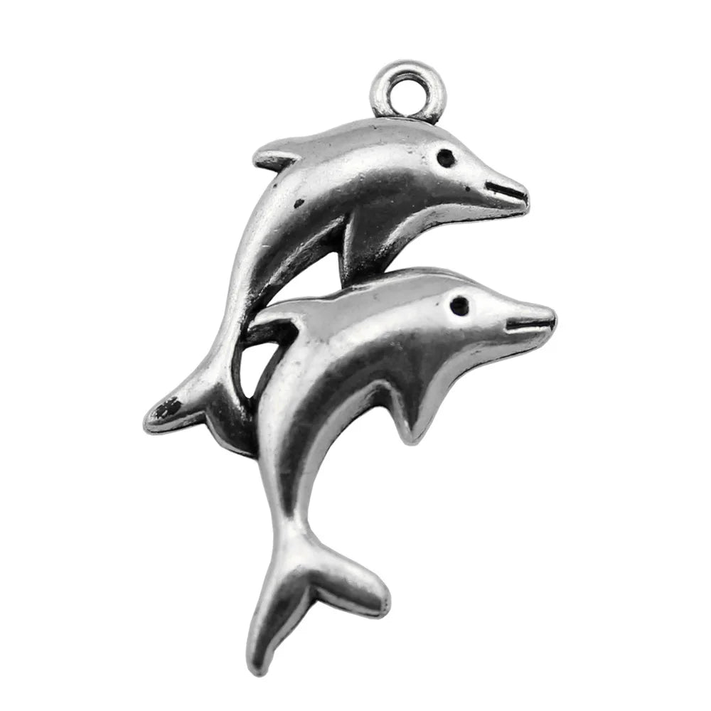 33x18mm 2g Zinc Alloy Dolphin Charm Pendant for DIY Ocean Theme Necklace Bracelet Jewelry Making