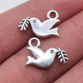 13x16mm 0.8g Multicolor Zinc Alloy Dove Olive Branch Charm Pendant for DIY Peace Theme Jewelry