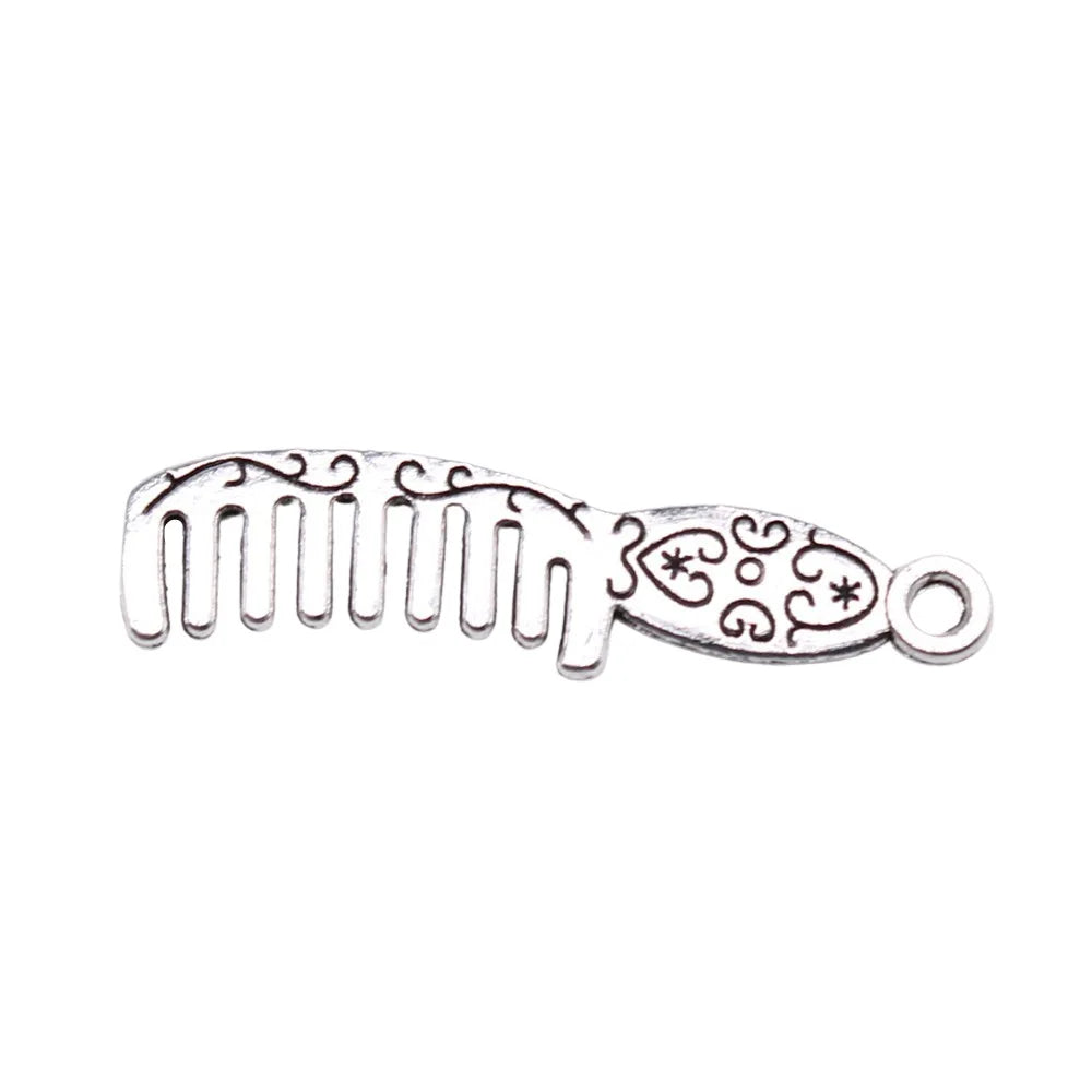 35x9mm 1.1g Antique Silver Zinc Alloy Comb Charm Pendant for DIY Bracelet Necklace Making