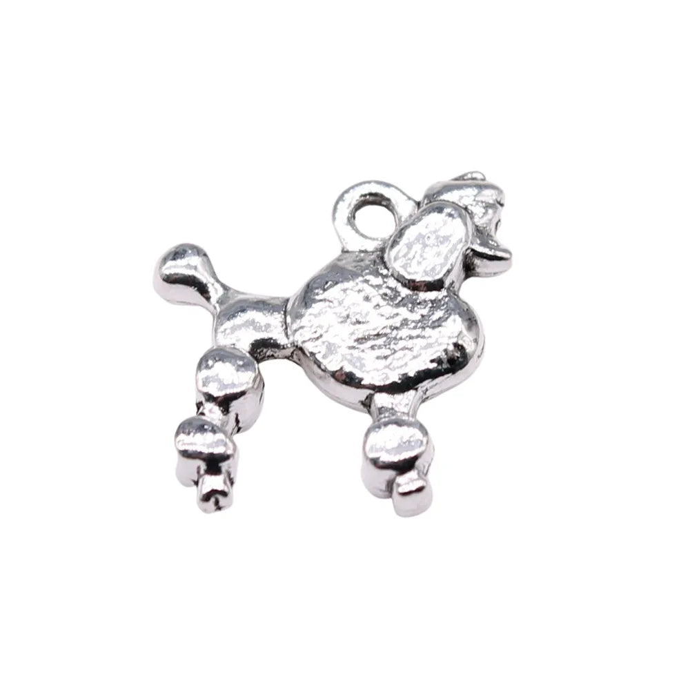 15x14mm 1.35g Multicolor Zinc Alloy Poodle Dog Charm Pendant for DIY Necklace Bracelet Making
