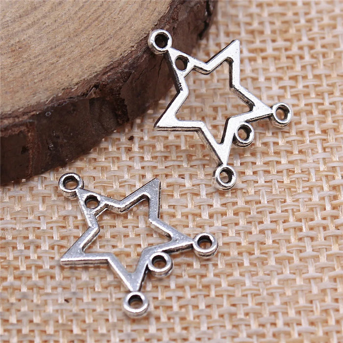 19x14mm 0.7g Antique Silver Zinc Alloy Star Earring Connector Charm for DIY Earrings Jewelry Making