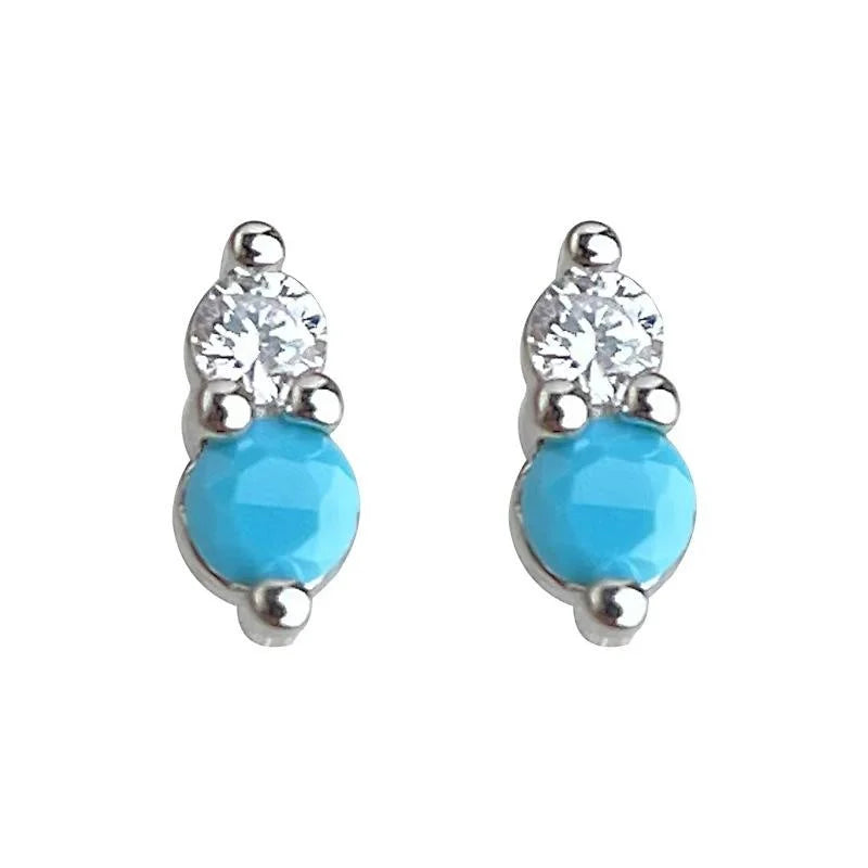 Vacation Style Mini Light Luxury Geometric Round Zircon Copper Stud Earrings